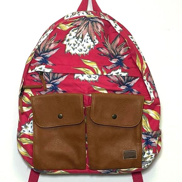 Roxy Stop & Share Red Isle Floral Backpack Bag - Picture 1 of 9